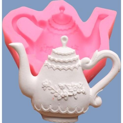 KUXSE Teapot Fondant Silicone Mold Cake Decorating Tool Chocolate Candy Mold DIY Pastry Cupcake Dessert Decoration Baking Tool