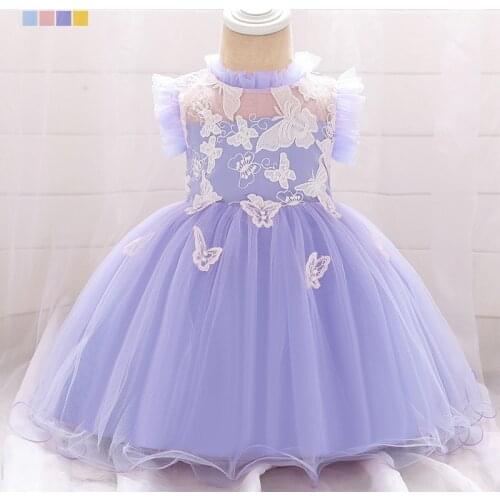 Baby Dress Dress Europe and The United States New Dress Collar Butterfly Princess Dress Baby Girl 100-day Washing Dress