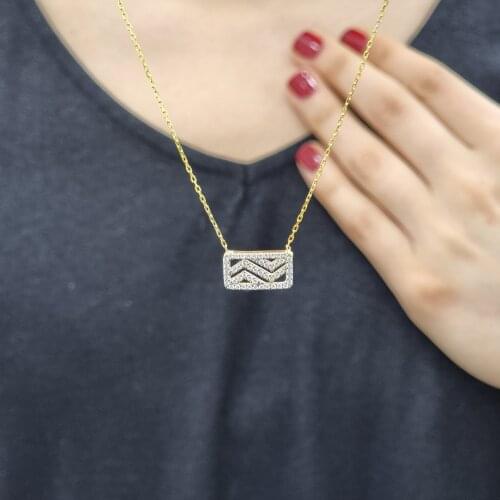 Rectangle 925 Sterling Silver, Gold, Rose Plated Zircon Necklace For Women Girls Handmade Fashion Jewelry Elegant Minimalist