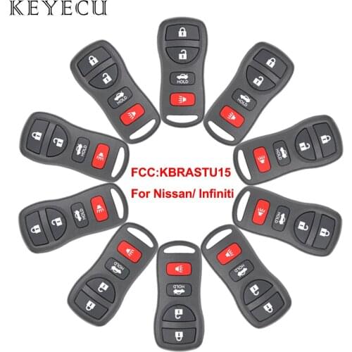 Keyecu 10 Pieces 315MHZ 4 Button Car Keyless Entry Remote Keys Fob Clicker Replacement KBRASTU15 for Infiniti / Nissan 2002-2011