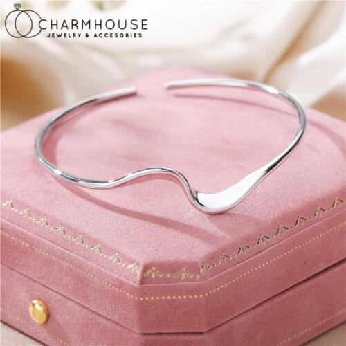 Silver / Gold Color Cuff Bangles For Women Curve Twist Bracelet & Bangle Pulseira Femme 2021 Trendy Jewelry Accessories Gifts