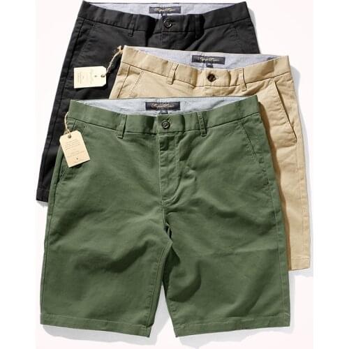 2021 Summer New American Casual Shorts Mens Simple Pure Cotton Washed and Old Woven Twill Khaki Retro Business Five-point Pants