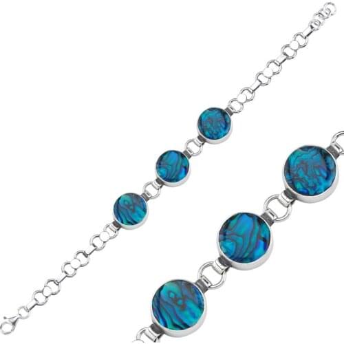 Silverlina Silver Abalonlu Hand Handwork Bracelet