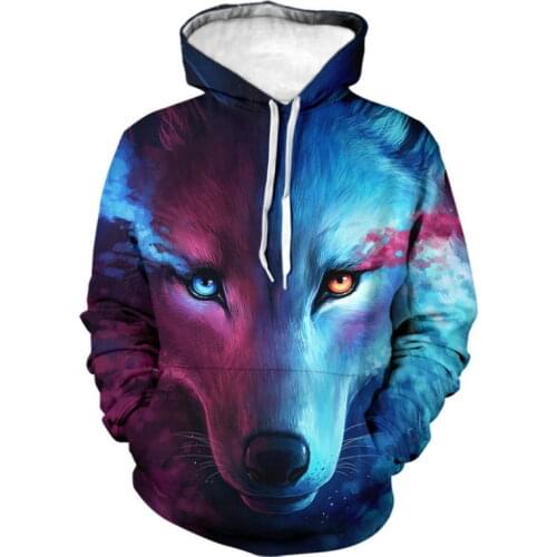 Autumn Mens Hoodie 3D Digital Print Wolf Race Hooded Mens Womens Pullover Sweatshirt Harajuku Streetwear Plus Size Top