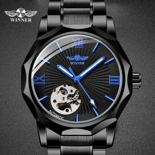 WINNER Men Black Watches Mechanical Automatic Men WristWatch Male Watches Relogio Masculino 2020 New Design
