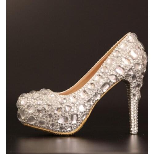 Koovan Women 2017 Wedding Shoes Women Bride Rhinestone Wedge Bridal Shoes High Heels Handmade Bridesmaid Ladies Pumps Womans