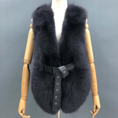 Parka Buckle Belt Fox Vest High Quality Womens Authentic Fox Jacket Natural Fur Fashion Vest