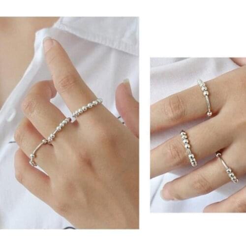 Simple Style Ring Fashion Fidget Anxiety Bead Beaded Open Rings For Women Trend Lady Fashion Jewelry Toy