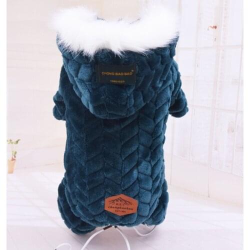Pet Winter Autumn Warm Clothes Big Fur Collar Four Legs Thicken Jumpsuit For Yorkshire Teddy Dogs Costume Puppy Clothes