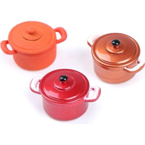 1:12 Dollhouse Miniature Metal Cooking Soup Pot Hot Pot Cookware Dollhouse Kitchen Accessories Miniature