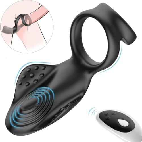 10 Modes Vibrating Penis Massager Ring Dildo Sex Toys for Men Scrotum Massager Male Chastity Cage Testicle Bondage Vibrators