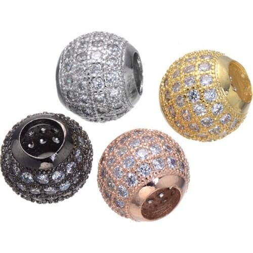 12mm Micro Pave Bead Cubic Zirconia Luxury Charms Fit Bracelet Necklace European Style Diy Crystal Beads For Women CHF134