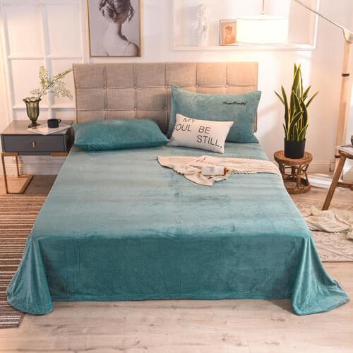 2019 new products Warm Flannel Sheet Bedspread Fitted Sheet Pillowcases 2/3 Pure color Luxury Bedding
