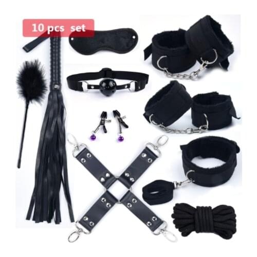 2021 BDSM Sex Toys for Women Men Handcuffs Nipple Clamps Whip Spanking Sex Silicone Metal Anal Plug Bondage Set Juguetes Sexul3s