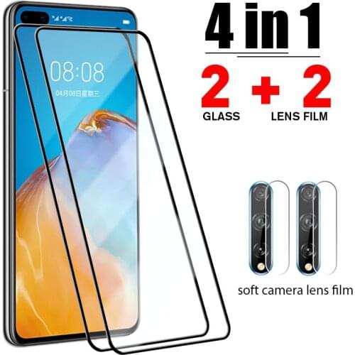 4IN1 Tempered Glass For Huawei P50 P 50 P40 Screenprotector Camera lens for Huawei P20 Pro P30 P40 Lite E Screen Protectors film