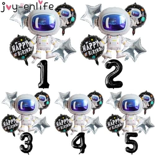 6pcs Outer Space Party Astronaut balloon Rocket Foil Balloons Galaxy Theme Party Boy Kids Birthday Party Decor Helium Globos