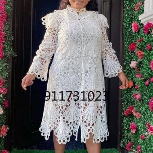 African Dresses For Women Elegant Vintage Party Sexy Lace Dress Plus Size Mesh Hollow Bodycon Maxi Dress Ladies Vestidos White