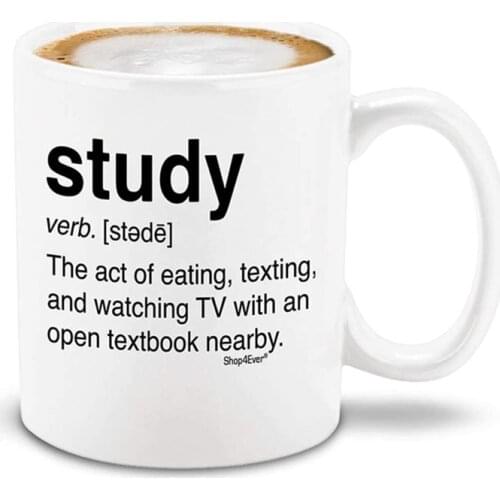 "Study" White Ceramic Coffee Mugs and Cups Eco Friendly Tea Milk Beer Mug Drinkware Cup Idea Graduation Mug Gifts For Children