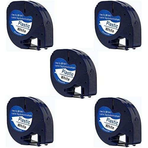 Free shipping 91201 Dymo Letratag Printer Tape 5pcs/lot Dymo Printer Black on White Printer Ribbon label tape
