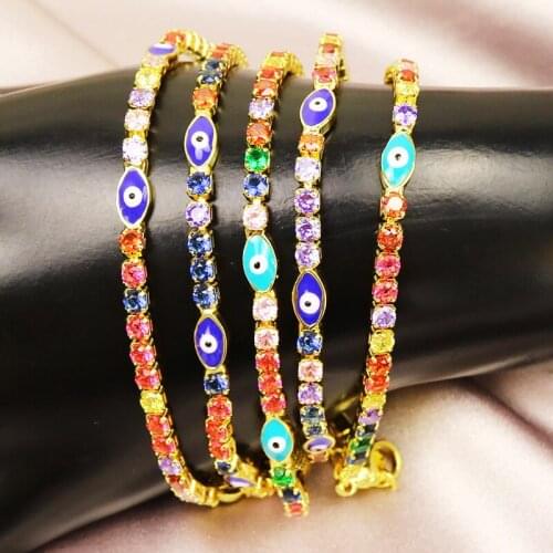 10 Pcs Rainbow Color Eyes Crystal Bracelet Fashion jewelry Bracelet Handmade Jewelry chain women Bracelet Jewelry GIft 9960
