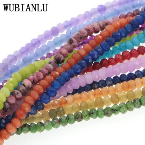 WUBIANLU 2x4mm Faceted Aventurine Agates Crystal Jaspers Beads Accessory For Jewelry Making DIY Necklace Bracele 22 Colors