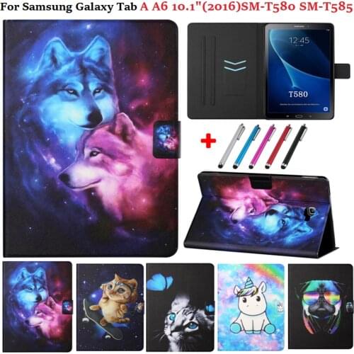 Tablet Case for Samsung Galaxy Tab A 6 10.1 2016 T580 T585 Flip PU Leather Stand Wallet Cover for Samsung Tab A A6 SM-T580 T585
