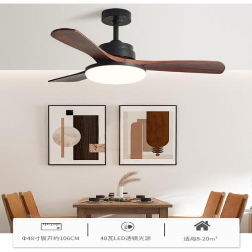 Wood ceiling fan with light LED modern kitchen/ restaurant/bedroom nordic Low floor personality ceiling fan lamp 220V 110V