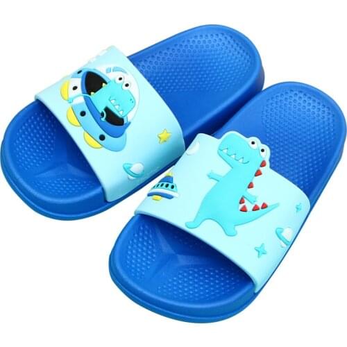 Kids Indoor Slippers Summer Dinosaur Prints Pvc Cartoon Cute Boys Shoes 2021 Soft Bottom Non-Slip Girls Home Slippers Children