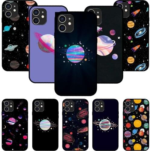 For iPhone 11 12 8 Plus Mini Pro X XR XS Max 4 5 7 6 6S 8 SE Phone Case Black Cover Back 3D Prime Tpu Magic Space Planet
