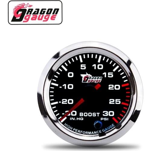 「DRAGON」2"52MM Boost Gauge Booster Meter Car Modification Instrument 7 Colors Light Conversion Fit for Universal 12V Car