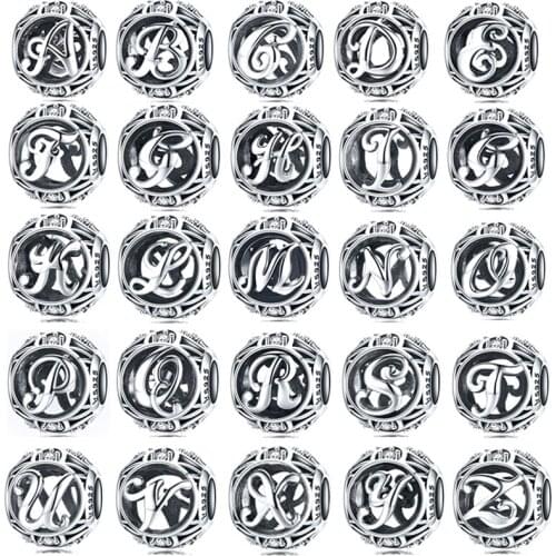 Jewelry Findings 925 Sterling Silver A-Z Letter Fit Original Charm Bracelets Bangles Jewelry Making Supplies ICNWAY