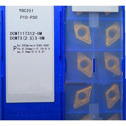 Carbide Inserts DCMT070204-HM DCMT070208-HM DCMT11T304-HM DCMT11T312-HM YBC251 DCMT Lathe Cutter Tools CNC for Steel Turning