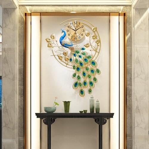 Creative Peacock Style Wall Clock Hanging Clock Table Living Room Creative Fashion Mute Modern Decorative Personality Phoenix