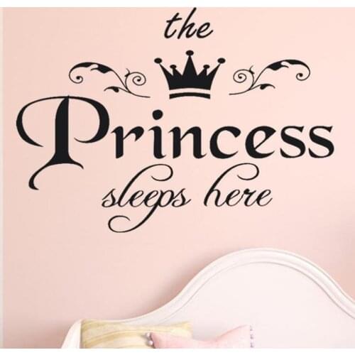Creative Simple Letter Pattern Princess Decorative Wall Stickers for Kids Room Girls Art Decor Vinyl Decals Sweet Bedroom YY11