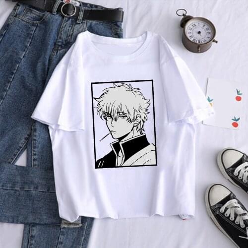 GINTAMA Sakata Gintoki Cool Priting T-shirt Sleeve Men and Women Short Sleeve Loose T-shirt