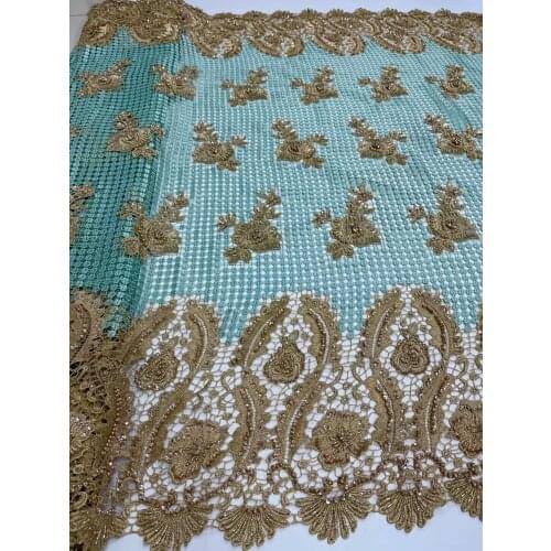 Best Selling Tulle African Lace Fabric Nigerian J-318688 High Quality French Net Embroidery Women Mesh Lace Fabric with beads