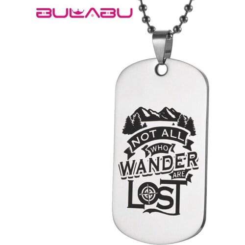 Fashion Silver Letters Carved Charms Necklace Not All Who Wander Lost Customized Pendant Necklaces Jewelry Gifts collar mujer