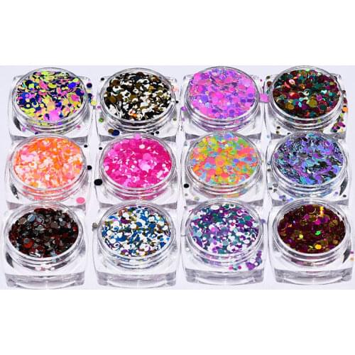A Set Mixed Nail Glitter Powder Sequins Shinning Colorful Nail Flakes 3d DIY Charm For Nail Art/Body Decorations
