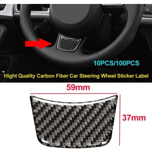 10pcs/100pcs 59*37mm Carbon Fiber Steering Wheel Sticker Car Interior Sticker for a4 a5 a6 s4 s5 s6 s7 q3 Car Accessories