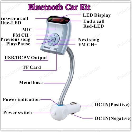 The new Bluetooth mini Bluetooth hands-free Support HFP / HSP, A2DP / AVRCP Support USB / TF Bluetooth Car Kit