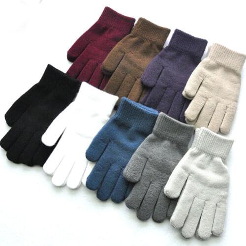 2021 Elastic Full Finger Gloves Warm Thick Cycling Driving Fashion Women Men Winter Warm Knitted Outdoor Gloves Thick Warm