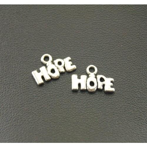 20 Pcs Silver Color Alloy Hope Jewelry Pendants Charms Accessories For Jewelry Making 13x9mm A723