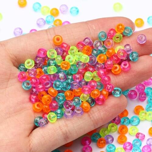 200/400/600pcs 3*5mm Mixed Acrylic Beads Transparent Round Loose Spacer Beads for Jewelry Making Handemade DIY Necklace Bracelet