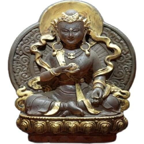 Early collection of antique glaze (backlight Tibetan Buddha) Buddha statue decoration family collection