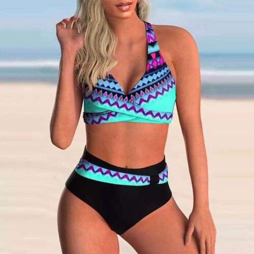 Plus Size Bikini Women High Waist Swimsuit Female 2021 New Cross Bikinis Set Push Up Swimwear Bather Bathing Suit Beachwear S~5X