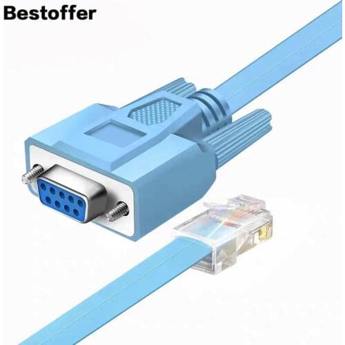 RJ45 8P8C Male to 9 Pin RS232 RS-232 DB9 Female Plug Router Flat Cable 1.5 Meters