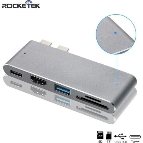 Rocketek usb type c 3.0 hub port HDMI-compatible 4K adapter splitter with SD TF Card Reader for MacBook pro pc laptop