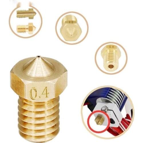 5pcs/lot 3D Printer Parts V5 V6 M6 Nozzle 0.2 0.25 0.3mm 0.35 0.4mm 0.5 0.6 0.8 1.0 Part Copper 1.75mm Filament M6 Threaded Bras