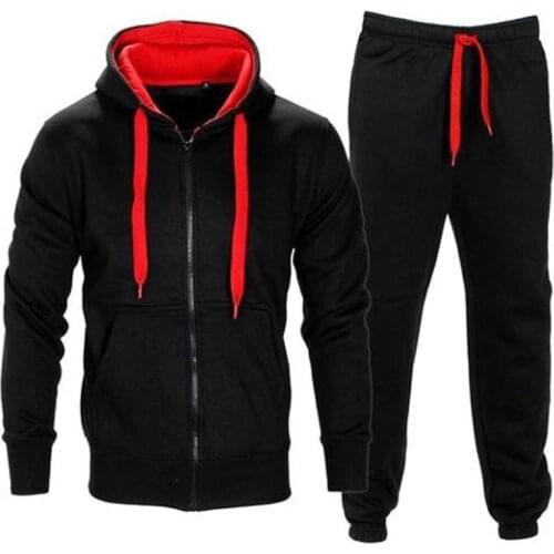 8 Colors Mens Jacket And Trousers Sets Zipper Hoodie Outerwear Black Gray Tracksuits Hooded Coats Streetwear