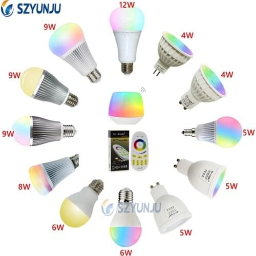 Smart Led Bulb 4W 5W 6W 9W 12W MR16 GU10 E14 E27 Dual White RGBCW RGBWW RGBCCT Lamp Control by 2.4G RF Remote Controller Ibox